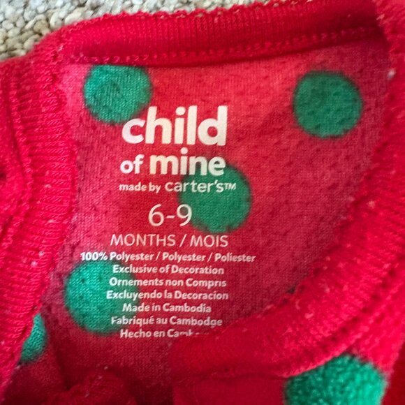 Carter’s 1-Piece Fleece Footie PJs Size 6-9 months baby winter Santa Polk-a-dots - Picture 6 of 8